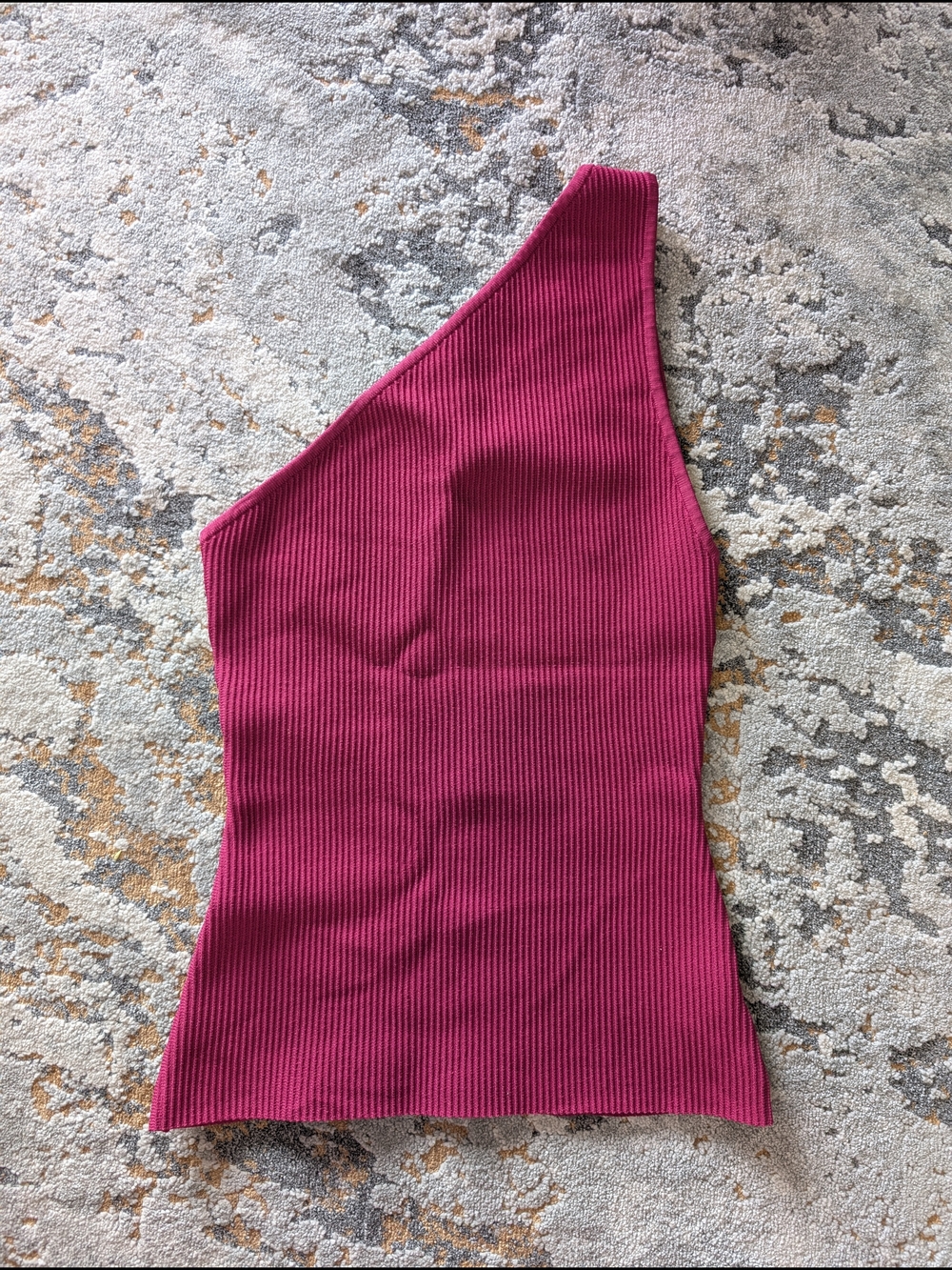 Babaton One-Shoulder Ribbed Tank Dress in Deep Berry